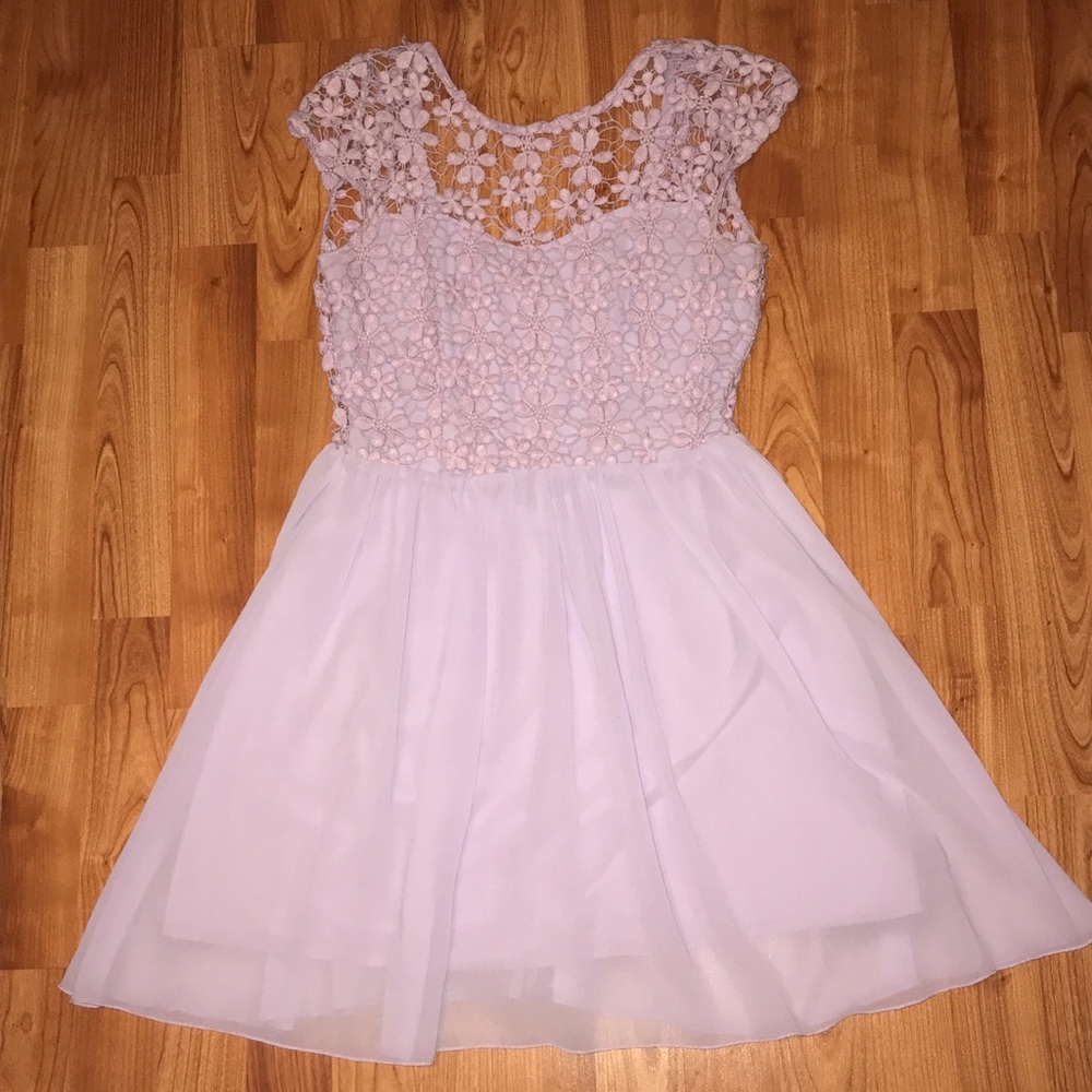 Lavender Floral Embroidered Top Dress